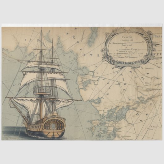 Een nautische kaart serie ontwerp 9 tissuepapier (Voorkant)
