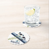 Een Navy Blue Floral Kartonnen Onderzetters (Insitu)