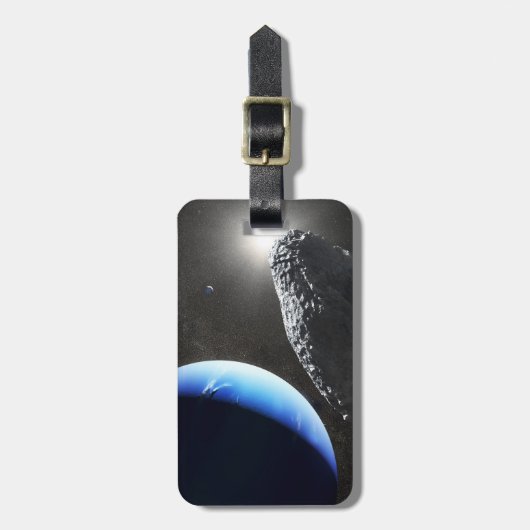 Een Neptunus kleine maan hippokamp. Bagagelabel (Voorkant verticaal)