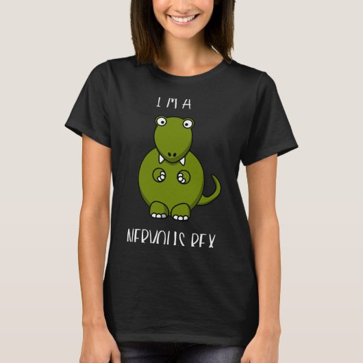 Een Nervous Rex Comedy Angst Dino T-rex T-shirt (Voorkant)