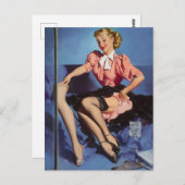 Een nette display pinup meisje briefkaart (Voorkant / Achterkant)