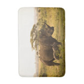 Een neushoorn met haar baby badmat (Voorkant Verticaal)