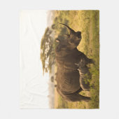Een neushoorn met haar baby fleece deken (Voorkant)