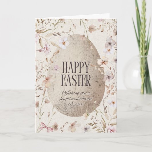 Een neutrale kleur Ester kaart met Pasen (Voorkant)
