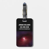 Een neutronenster met een schijf van warm stof. bagagelabel (Achterkant verticaal)