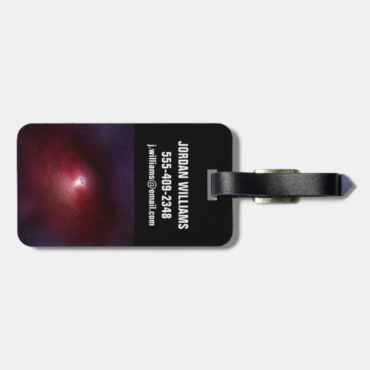 Een neutronenster met een schijf van warm stof. bagagelabel (Achterkant horizontaal)