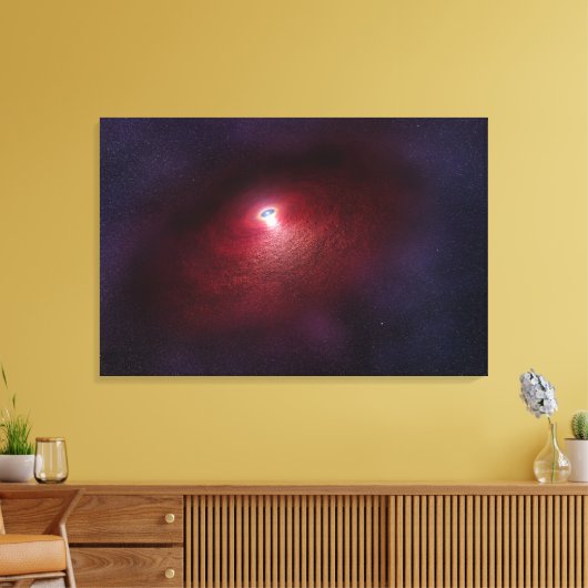 Een neutronenster met een schijf van warm stof. canvas afdruk (Insitu (Woonkamer))