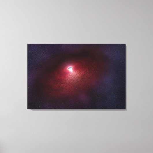 Een neutronenster met een schijf van warm stof. canvas afdruk (Voorkant)