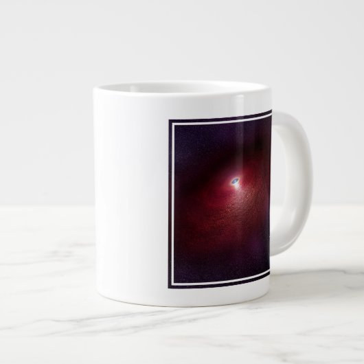 Een neutronenster met een schijf van warm stof. grote koffiekop (Voorkant rechts)