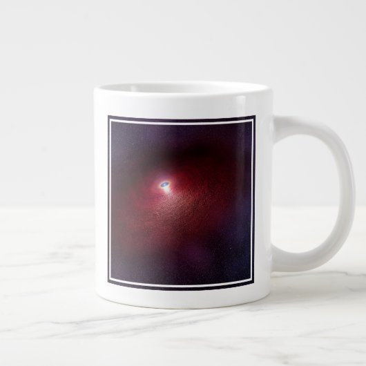 Een neutronenster met een schijf van warm stof. grote koffiekop (Rechts)