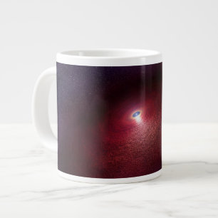 Een neutronenster met een schijf van warm stof. grote koffiekop