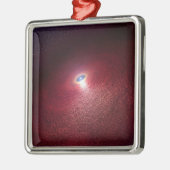 Een neutronenster met een schijf van warm stof. metalen ornament (Links)