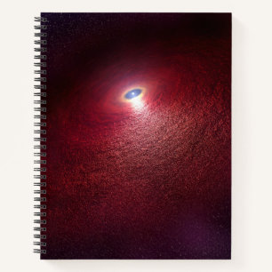 Een neutronenster met een schijf van warm stof. notitieboek