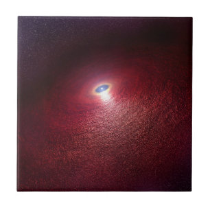 Een neutronenster met een schijf van warm stof. tegeltje