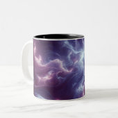 Een nevelig en etherisch patroon van digitale kuns tweekleurige koffiemok (Voorkant links)