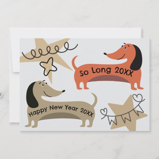 Een New Years Eve Party Teckel Honden Fun Quirky Kaart (Voorkant)