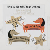 Een New Years Eve Party Teckel Honden Fun Quirky Kaart (Voorkant / Achterkant)