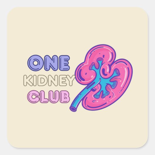 EÉN NIERCLUB, NIERTRANSPLANTATIE VIERKANTE STICKER (Voorkant)
