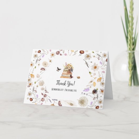 Een nieuw Chapter Baby shower-verhalenboek Wildflo Bedankkaart (Voorkant)