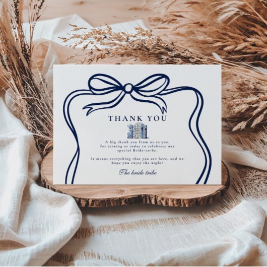 Een nieuw Chapter Blue Bow Vrijgezellenfeest Bedankkaart