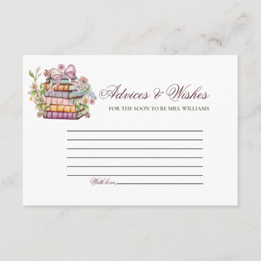 Een nieuw Chapter Book Adviezen & WIshes Vrijgezel Informatiekaartje (Voorkant)