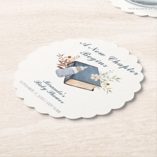  een nieuw Chapter Book Bottle Baby shower Kartonnen Onderzetters (Gekanteld)