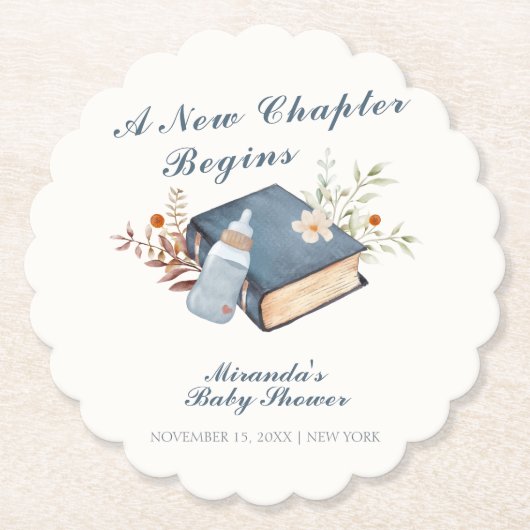  een nieuw Chapter Book Bottle Baby shower Kartonnen Onderzetters (Voorkant)