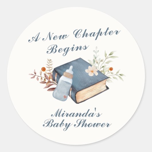  een nieuw Chapter Book Bottle Baby shower Ronde Sticker (Voorkant)