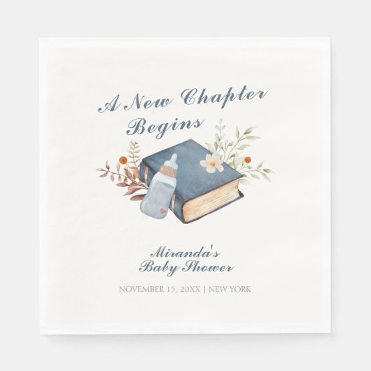 een nieuw Chapter Book Bottle Baby shower Servet (Voorkant)