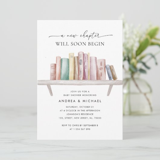 Een nieuw Chapter Book Theme QR Code Baby shower Kaart (Staand voorkant)