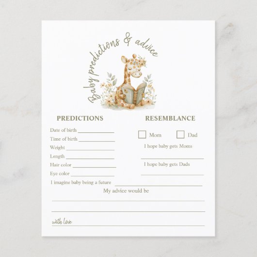 Een nieuw Chapter Giraffe Baby shower voorspelling (Voorkant)