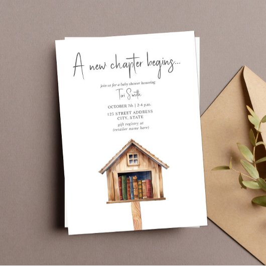 Een nieuw Chapter Mini Library Books Baby shower Kaart