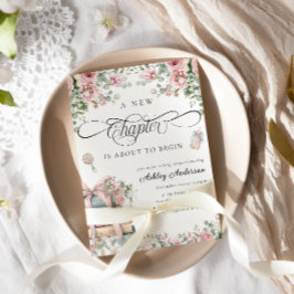 Een nieuw Chapter Pink Bow Floral Baby shower Kaart