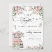 Een nieuw Chapter Pink Bow Floral Baby shower Kaart (Voorkant)