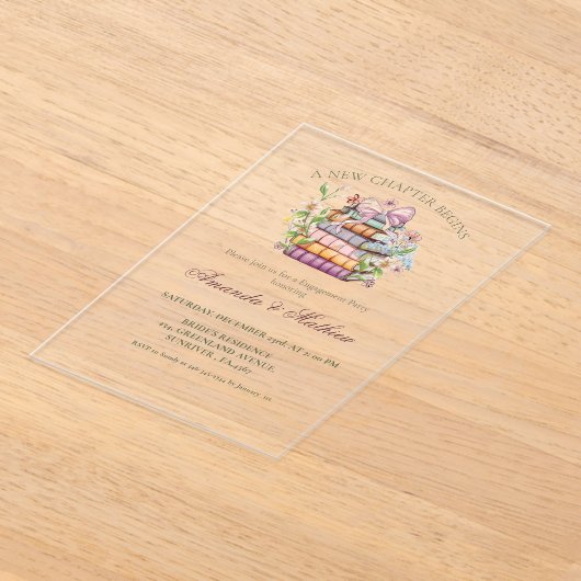 Een nieuw Chapter Story Book Vrijgezellenfeest Acryl Uitnodigingen (Laagn)