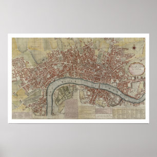 Een nieuw en concreet plan van de steden Londen en Poster