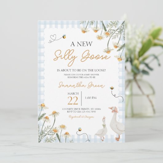 Een nieuw Gekke Goose Baby shower Kaart (Staand voorkant)