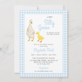 Een nieuw Gekke Goose Blue Gingham Baby shower Kaart (Voorkant)