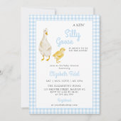 Een nieuw Gekke Goose Blue Gingham Baby shower Kaart (Voorkant)