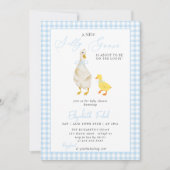 Een nieuw Gekke Goose Blue Gingham Baby shower Kaart (Voorkant)