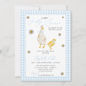 Een nieuw Gekke Goose Blue Gingham Baby shower Kaart (Voorkant)