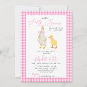 Een nieuw Gekke Goose Pink Gingham Baby shower Kaart (Voorkant)