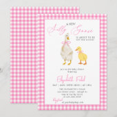 Een nieuw Gekke Goose Pink Gingham Baby shower Kaart (Voorkant / Achterkant)