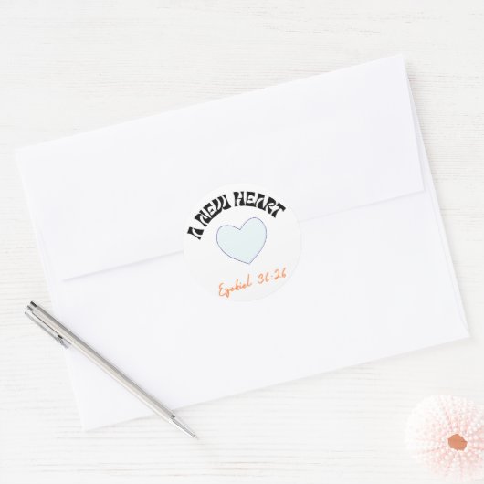 Een nieuw hart, Christelijk, liefde, Valentijnse , Ronde Sticker (Envelop)