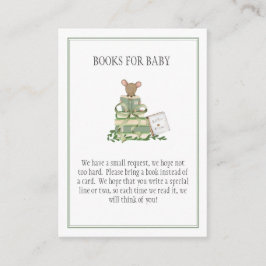 Een nieuw hoofdstuk baby shower boek voor baby  informatiekaartje