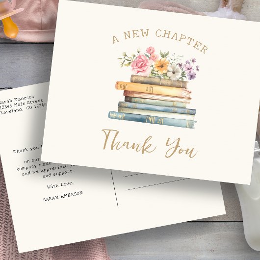 Een nieuw hoofdstuk Baby shower Dank u wel Briefkaart
