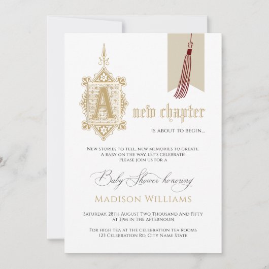 Een nieuw hoofdstuk Baby shower uitnodigen Kaart (Voorkant)