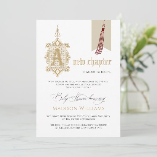 Een nieuw hoofdstuk Baby shower uitnodigen Kaart (Staand voorkant)