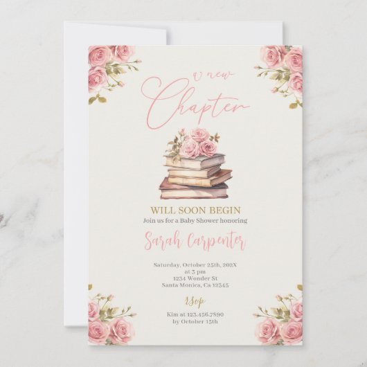 Een nieuw hoofdstuk begint Baby shower Meisje Kaart (Voorkant)