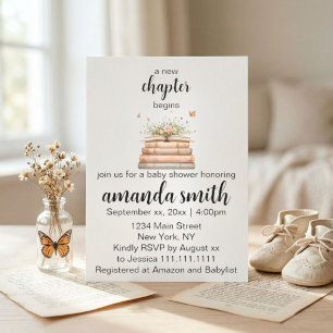 Een nieuw hoofdstuk begint Baby Shower Uitnodiging